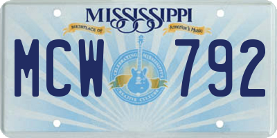 MS license plate MCW792