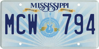 MS license plate MCW794
