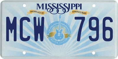 MS license plate MCW796