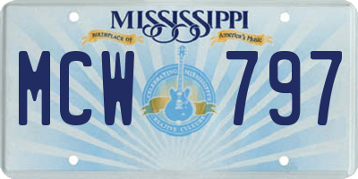 MS license plate MCW797