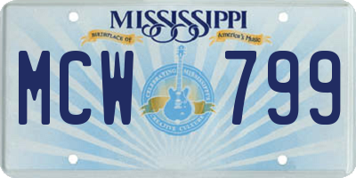 MS license plate MCW799