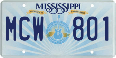 MS license plate MCW801