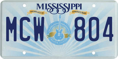MS license plate MCW804