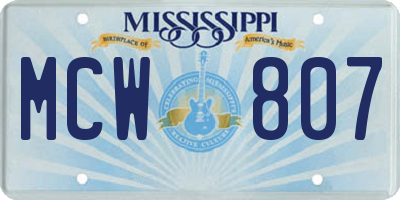 MS license plate MCW807