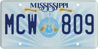 MS license plate MCW809