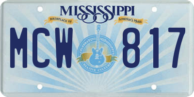 MS license plate MCW817
