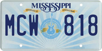 MS license plate MCW818