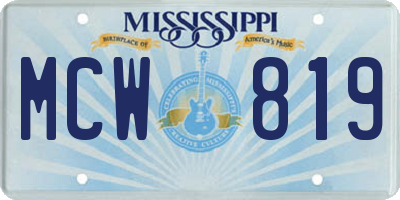 MS license plate MCW819