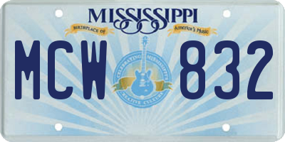 MS license plate MCW832