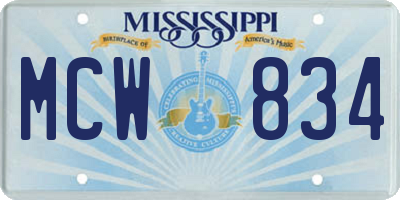 MS license plate MCW834