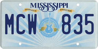 MS license plate MCW835