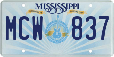 MS license plate MCW837
