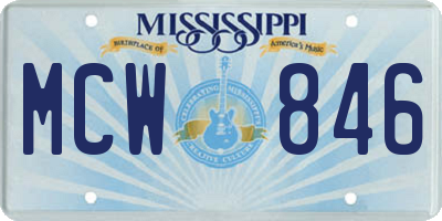 MS license plate MCW846