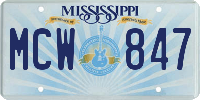 MS license plate MCW847