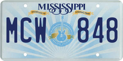 MS license plate MCW848