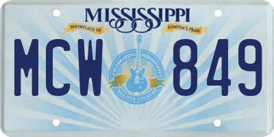 MS license plate MCW849