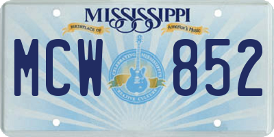MS license plate MCW852