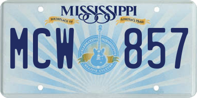 MS license plate MCW857