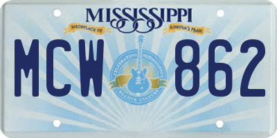MS license plate MCW862