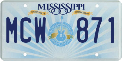 MS license plate MCW871