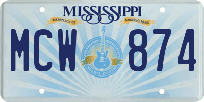 MS license plate MCW874