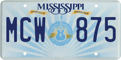 MS license plate MCW875