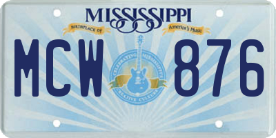MS license plate MCW876