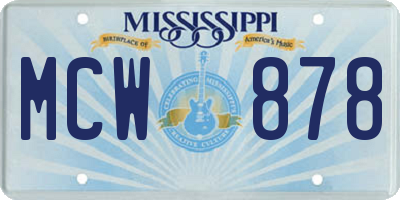 MS license plate MCW878