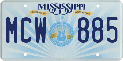 MS license plate MCW885
