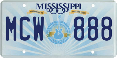MS license plate MCW888