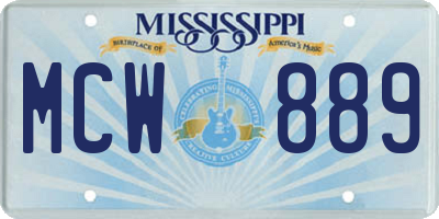 MS license plate MCW889