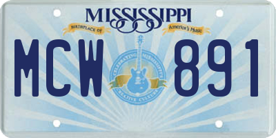 MS license plate MCW891