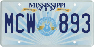 MS license plate MCW893