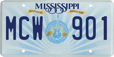 MS license plate MCW901