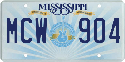 MS license plate MCW904