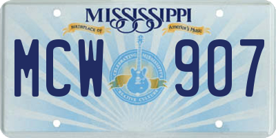 MS license plate MCW907