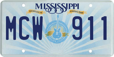 MS license plate MCW911