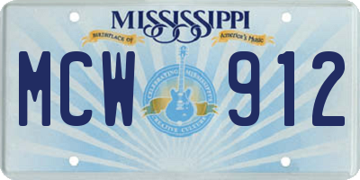 MS license plate MCW912