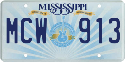 MS license plate MCW913