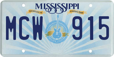 MS license plate MCW915