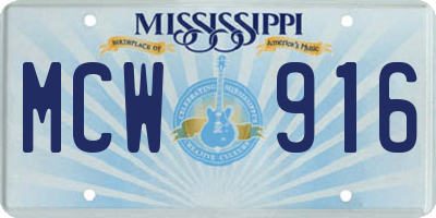 MS license plate MCW916