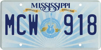 MS license plate MCW918
