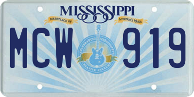MS license plate MCW919