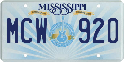 MS license plate MCW920