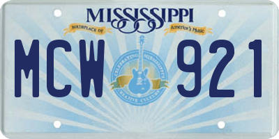 MS license plate MCW921