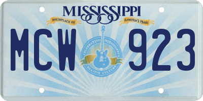MS license plate MCW923