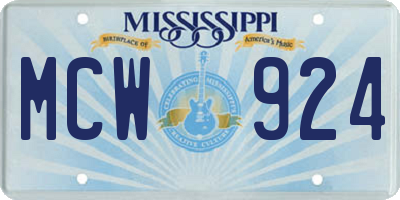 MS license plate MCW924