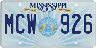 MS license plate MCW926