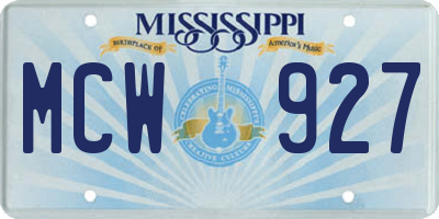 MS license plate MCW927