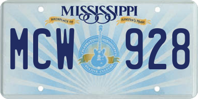 MS license plate MCW928